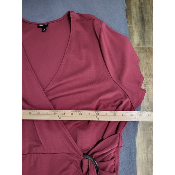 Torrid Dark Red Premium Ponte O-Ring Mini Wrap Dress Size 4X Short Sleeve Pocket - Picture 7 of 8